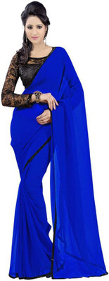 Hari Krishna Enterprise Embroidered Fashion Georgette Saree(Blue) available at flipkart for Rs.475