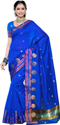 

Mimosa Woven Arani Pattu Cotton Saree(Dark Blue), Royal blue