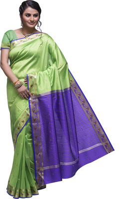 

Ishin Solid Fashion Poly Silk Saree(Green)