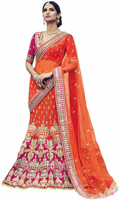 

Vishal Embroidered Bollywood Net Saree(Orange)