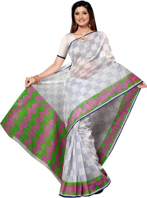 

Shelina Printed Fashion Cotton Saree(White)