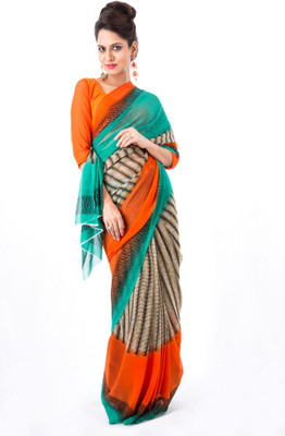 

Cenizas Printed Fashion Chiffon Saree(Multicolor), Orange