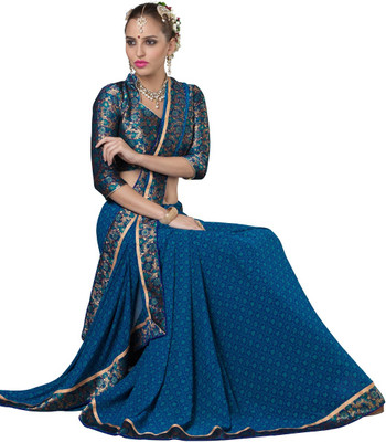

Lovelylook Embroidered Fashion Georgette Saree(Blue)