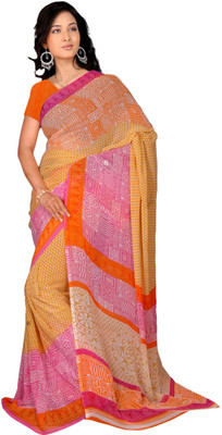 

Vardan Prints Printed Bollywood Chiffon Saree(Pink, Orange)