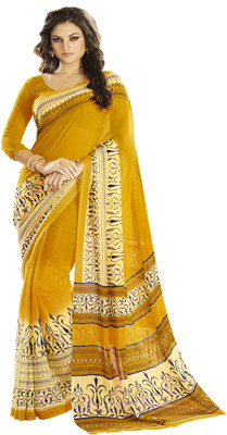 

Khoobee Self Design, Printed Fashion Georgette Saree(Yellow, Multicolor), Multicolor;yellow