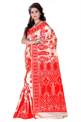 

Weavedeal Embellished Kanjivaram Silk Cotton Blend Saree(White)