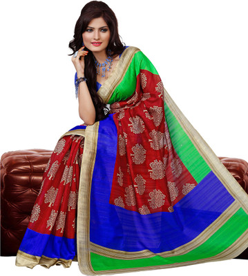 

JTInternational Printed Bhagalpuri Silk Saree(Multicolor)