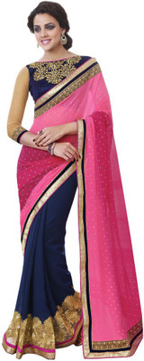 

Desi Butik Embellished Fashion Georgette Saree(Pink, Purple)