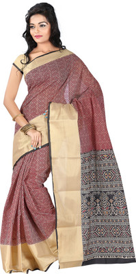 

Roopkala Silks Printed Bollywood Silk Cotton Blend Saree(Maroon)