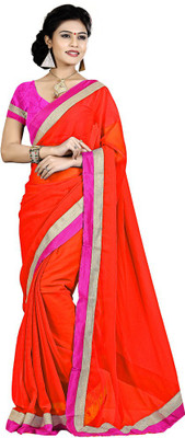 

Indian Wear Online Plain Fashion Chiffon Saree(Red)