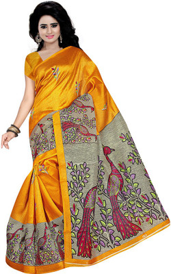 

Indian Wear Online Printed Fashion Cotton Saree(Orange)