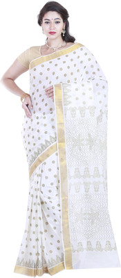 

SriSyndicate Printed Fashion Cotton Saree(Gold), Gold;karigan