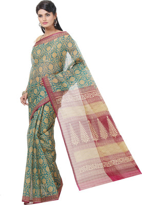 

JTInternational Printed Bhagalpuri Silk Saree(Green, Maroon)