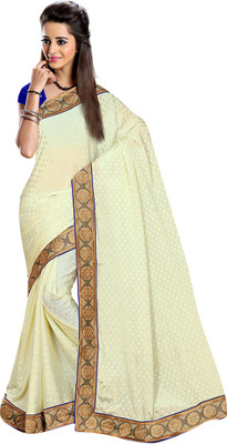 Jiya Self Design, Embellished Fashion Jacquard Saree(Beige)