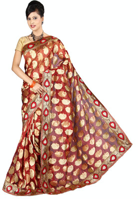 

Anushree Saree Self Design Fashion Chanderi Saree(Multicolor), Red