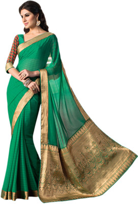 

Vishal Checkered Bollywood Georgette Saree(Green)
