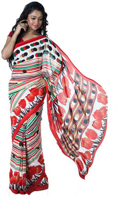 

SSMITN Printed Fashion Chiffon Saree(Red)