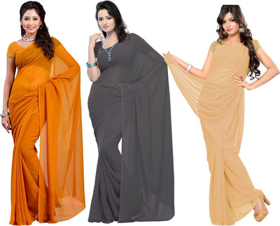 

Multi Retail Plain Bollywood Georgette Saree(Pack of 3, Multicolor)
