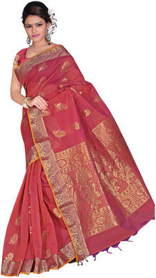 

Indianhandloom Self Design Coimbatore Cotton Saree(Red), Tomato