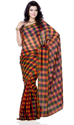 

JTInternational Checkered Fashion Art Silk Saree(Multicolor), Multi color