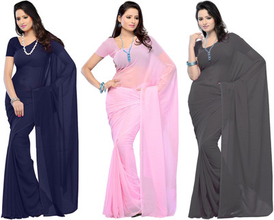 

Multi Retail Solid Bollywood Georgette Saree(Pack of 3, Multicolor)