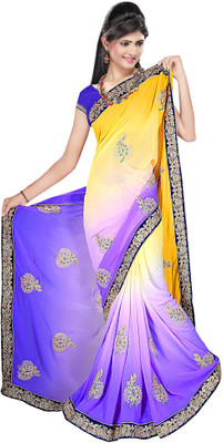 

Shree Rajlaxmi Sarees Embroidered Fashion Georgette Saree(Blue, Yellow)