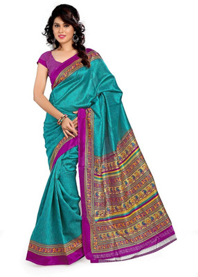 

Cenizas Solid Fashion Art Silk Saree(Blue)