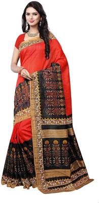 Rightshape Printed Mysore Art Silk Saree(Red)