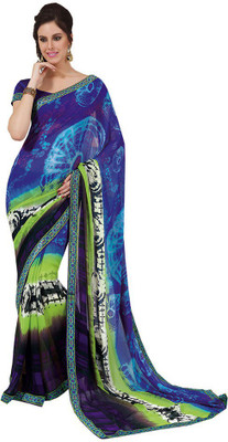 

Party Wear Dresses Printed Fashion Pure Chiffon Saree(Multicolor), Multicolor544
