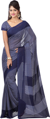 

Goodfeel Polka Print Fashion Chiffon Saree(Blue, White)