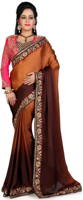 

Saara Embroidered Fashion Georgette Saree(Brown)