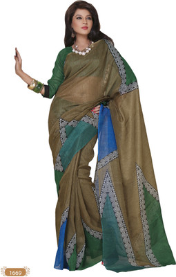 Hi-Choice Geometric Print Daily Wear Art Silk Saree(Multicolor), Green
