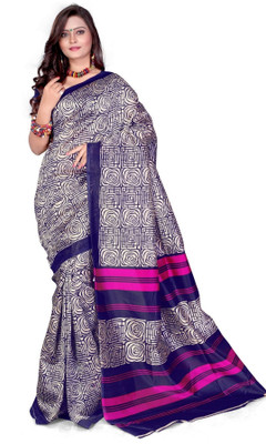 

Cenizas Printed Fashion Crepe Saree(Multicolor), Blue