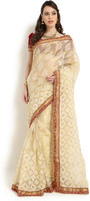 

Soch Self Design Fashion Tissue Saree(Beige)