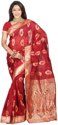 

Weavedeal Embellished Banarasi Art Silk Saree(Red)