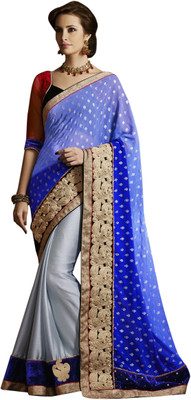 

Ewows Self Design Fashion Jacquard Saree(Multicolor), Grey;light blue