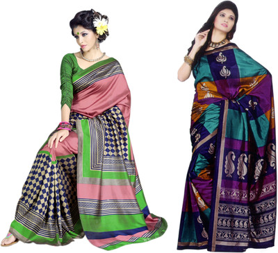 

Sunaina Printed Daily Wear Art Silk Saree(Pack of 2, Multicolor)