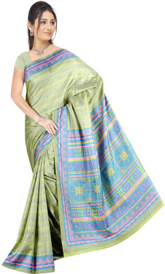 

Khushali Printed Fashion Tussar Silk Saree(Green)