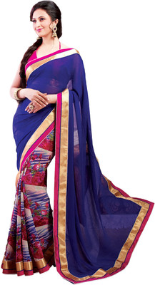 

Cenizas Printed Fashion Georgette Saree(Blue)