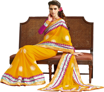 Vishal Printed Fashion Chiffon Saree(Yellow)