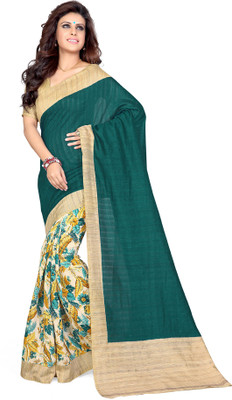

Sourbh Sarees Printed Bollywood Art Silk Saree(Light Blue, Beige), Beige;light blue