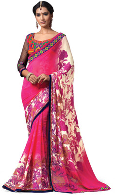 

Indianbeauty Printed, Embroidered Bollywood Pure Georgette Saree(Pink)