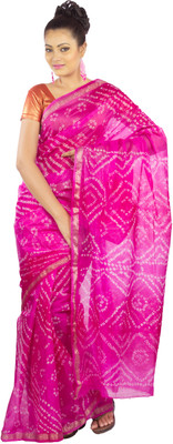 

Jaipur Kurti Printed Bandhani Art Silk Saree(Pink)