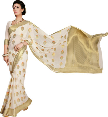 

Brijraj Embellished Fashion Chiffon Saree(White)