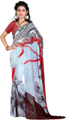

LaazreeFashion Floral Print Bollywood Georgette Saree(Orange, White)