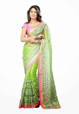 

Dancing Girl Solid Bollywood Net Saree(Green)