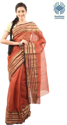 

Tantuja Self Design Tangail Handloom Cotton Saree(Brown)