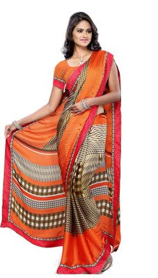 

Hi-Choice Printed Fashion Satin Saree(Orange)
