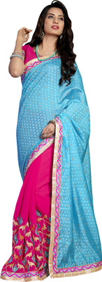 

Khushali Self Design, Embellished, Embroidered Fashion Jacquard, Chiffon Saree(Light Blue, Pink)