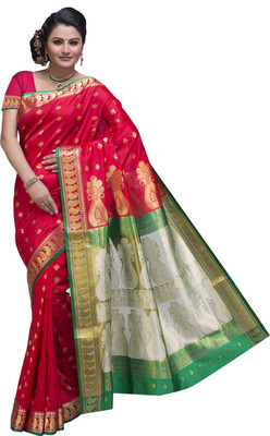 

Ishin Printed Fashion Poly Silk Saree(Red)